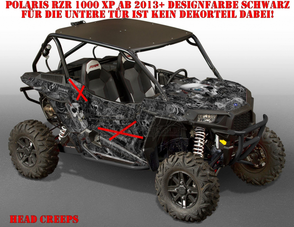 Head Creeps Schwarz für Polaris RZR 1000 XP/Turbo 2 Türer 2013-2018